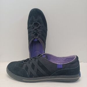 Keds Women's Black Slip On Shoe with Purple Accents WH48359M Size US 10